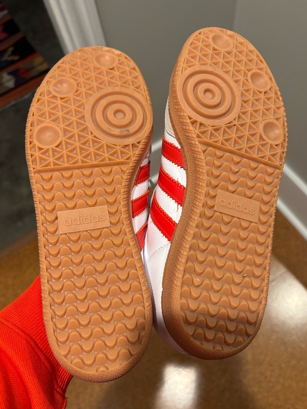 NWOT White and Lucid (Bright Crimson) Red Stripe OG Samba. Gum Sole. - Picture 7 of 7